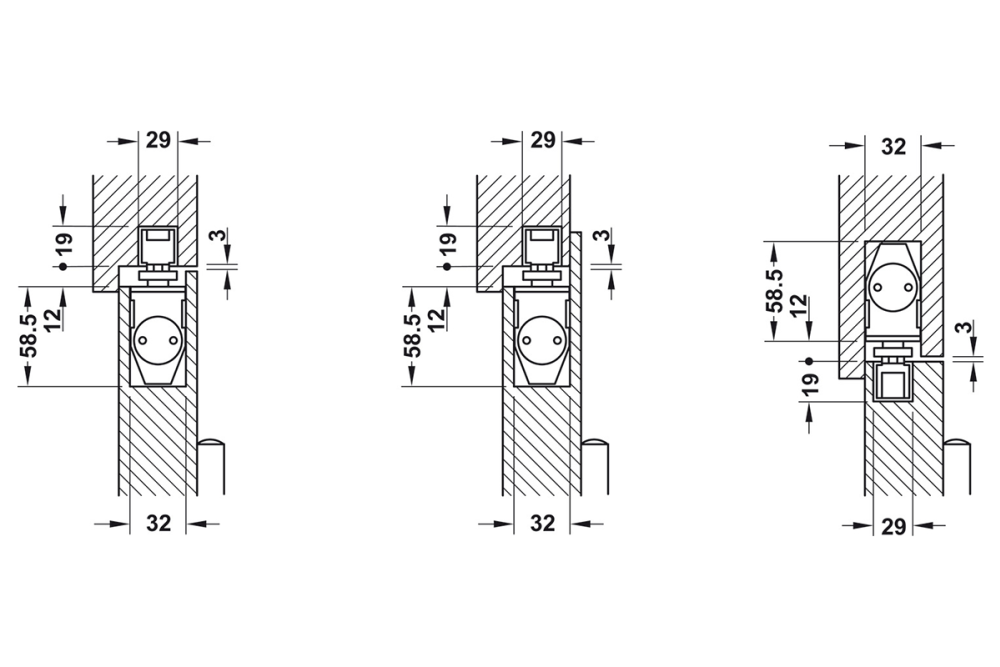 Overhead door closer, DCL 34, concealed, EN 3, Startec