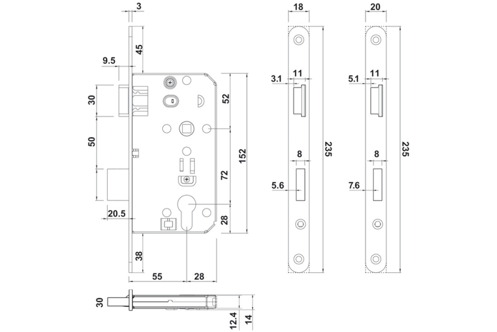 قفل باب داخلي – نظام غلق قياسي (Standard locking)