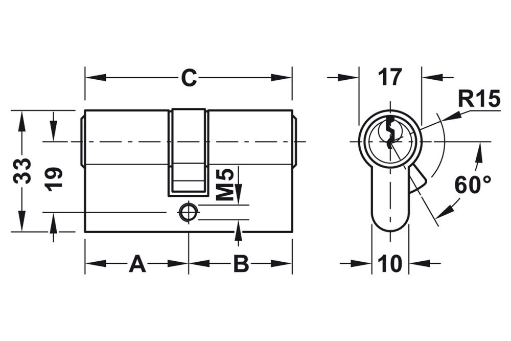PC 03 أسطوانة مزدوجة، نيكل، 35×35 مم