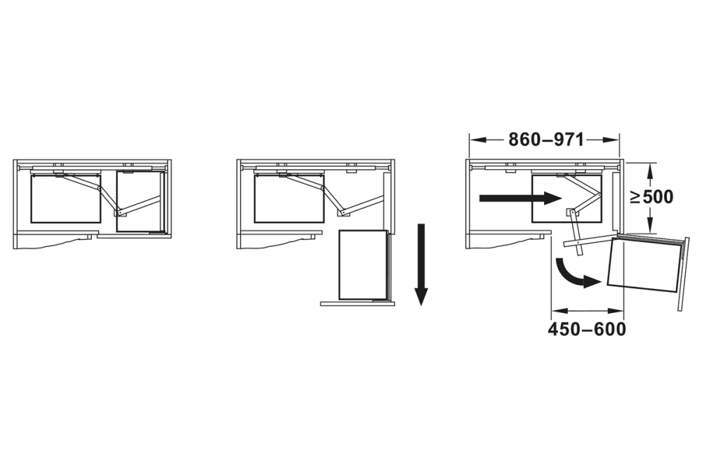 Pivoting extension fitting, corner cabinet pivoting extension fitting