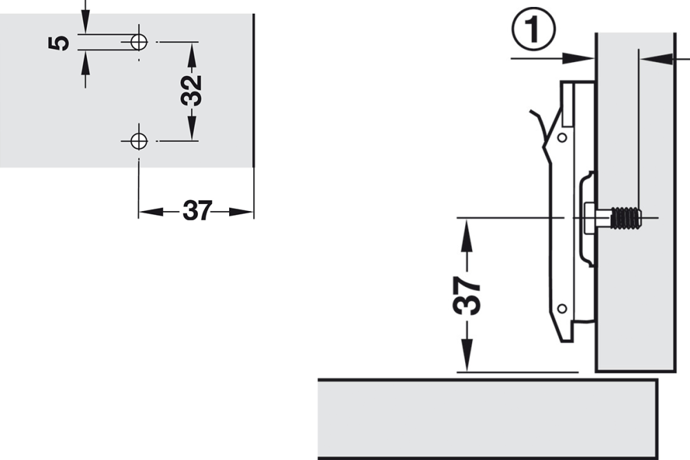 Cruciform mounting plate, For Tiomos, with pre-mounted Euro screws