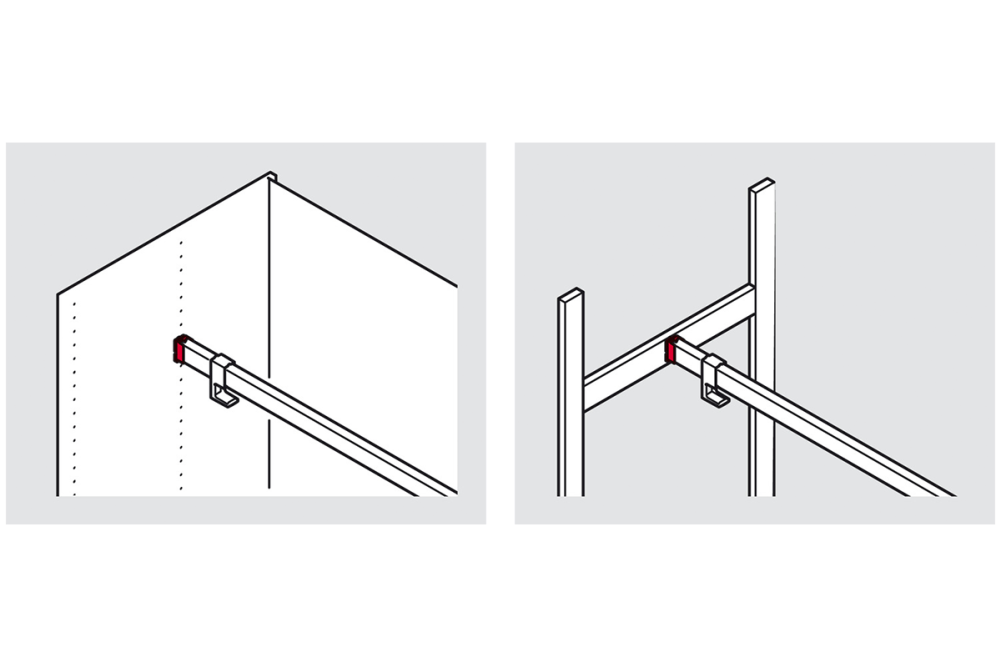 Rail end support, For Häfele Dresscode wardrobe rail, straight-edged