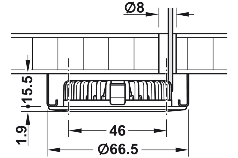 Recess/surface mounted downlight, Häfele Loox LED 2020 12 V drill hole ⌀ 55 mm zinc alloy