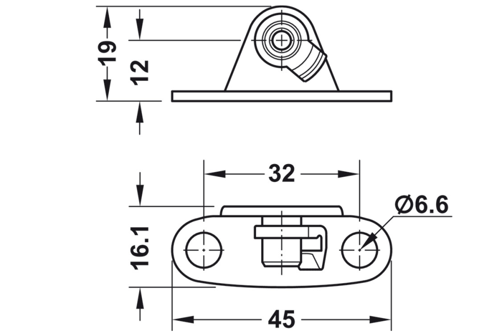 Screw-on bracket, for cabinet, steel