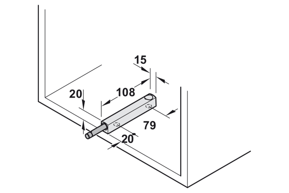 Screw-on housing, for Free push catch ⌀ 10 x 90 mm
