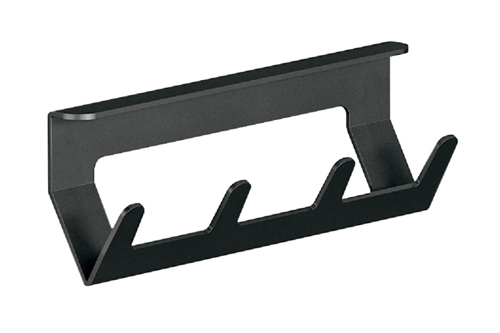 Shelf with hooks, Railing system, aluminium/steel