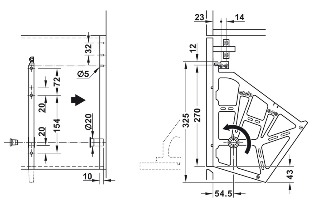 Shoe cupboard fittings, with 3 compartments