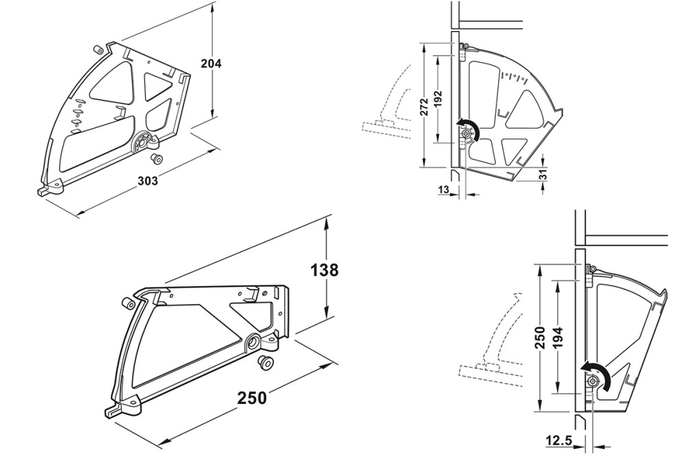 Shoe rack fitting, With 1 or 2 compartments
