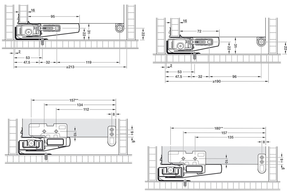 درابزين جانبي دائري – Häfele Matrix Box P Plus
