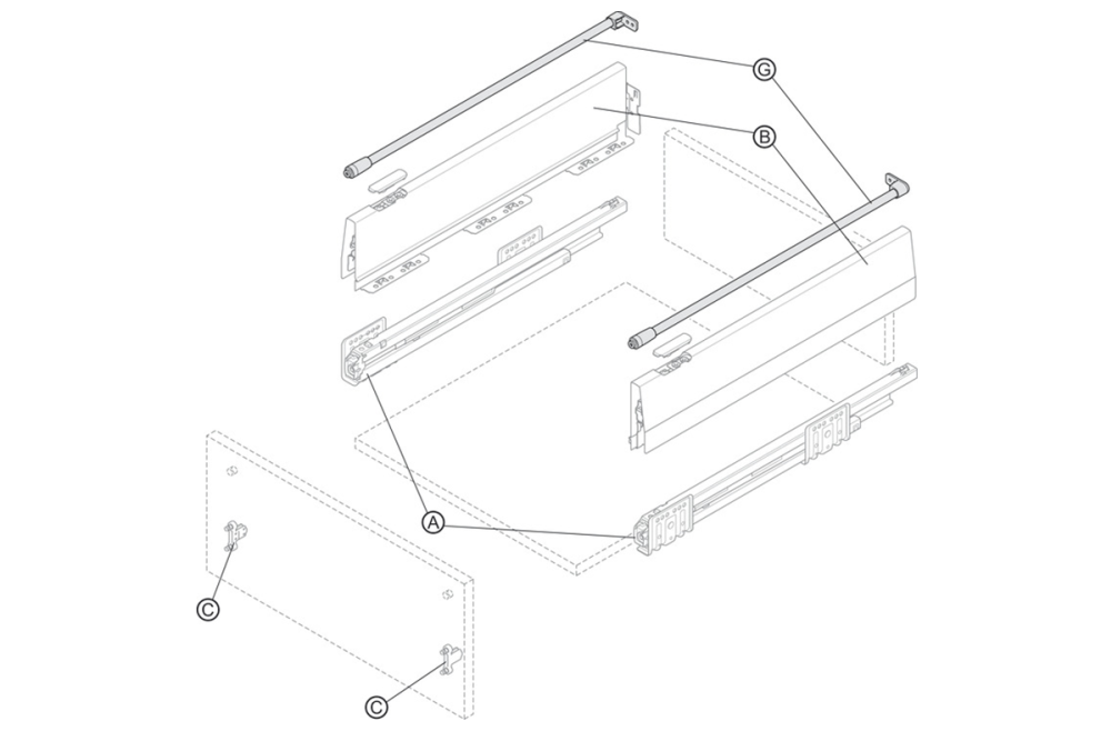 درابزين جانبي دائري – Häfele Matrix Box P Plus