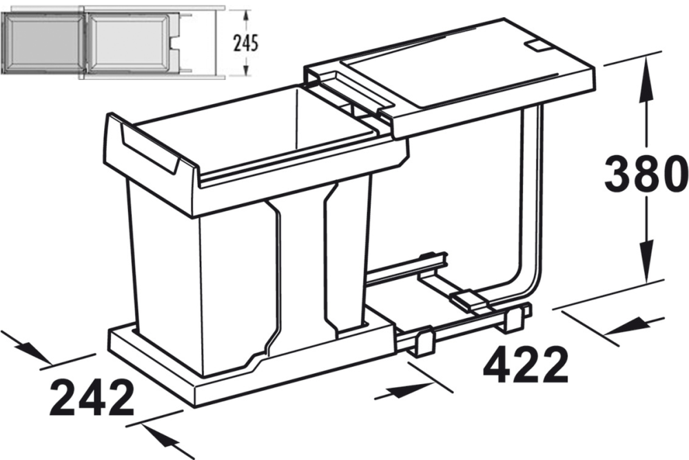 Single waste bin, 20 litres, Hailo Solo 3635-01