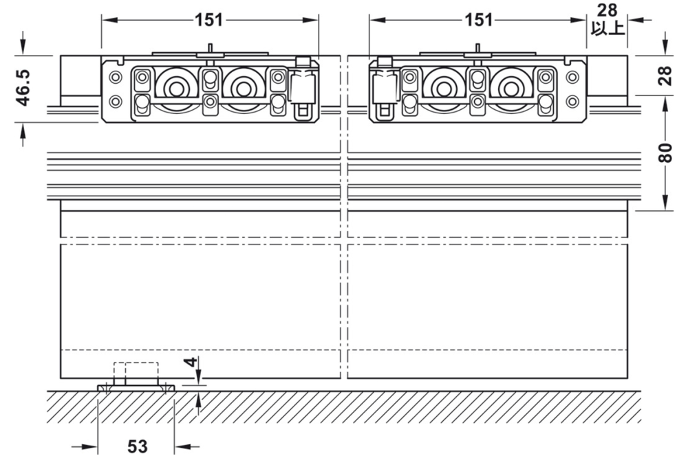 Sliding door fitting, Slido D-Line41 50X, set