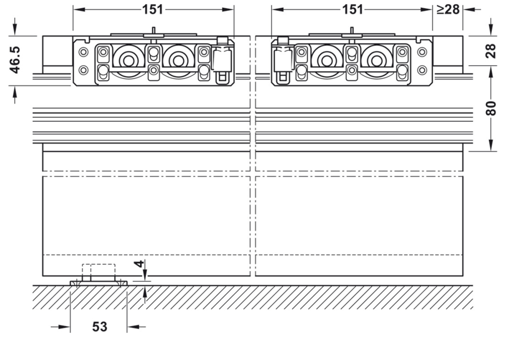 Sliding door fitting, Slido D-Line41 50X, set