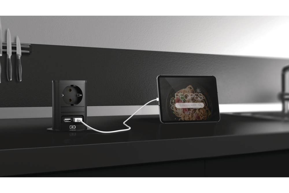 عنصر مقبس كهربائي، طراز Push، قابل للإخفاء – 230 فولت