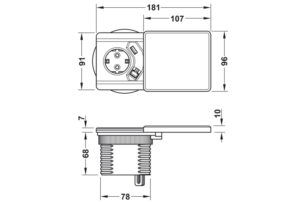Socket element, Slide, 230 V
