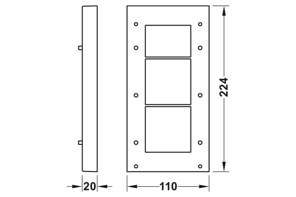 Spacer plate, 20 mm, for wardrobe lift, with integrated soft opening mechanism