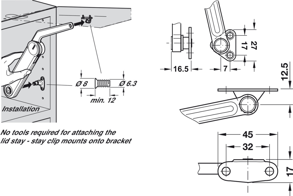 Stay flap fitting, Maxi complete set