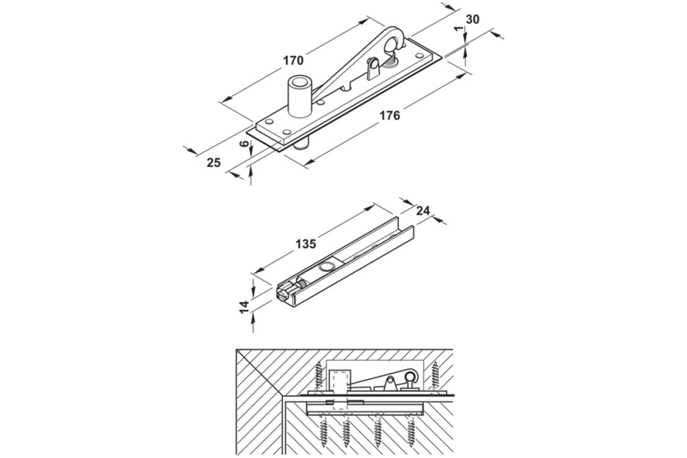 Top centre set, for floor spring, Startec