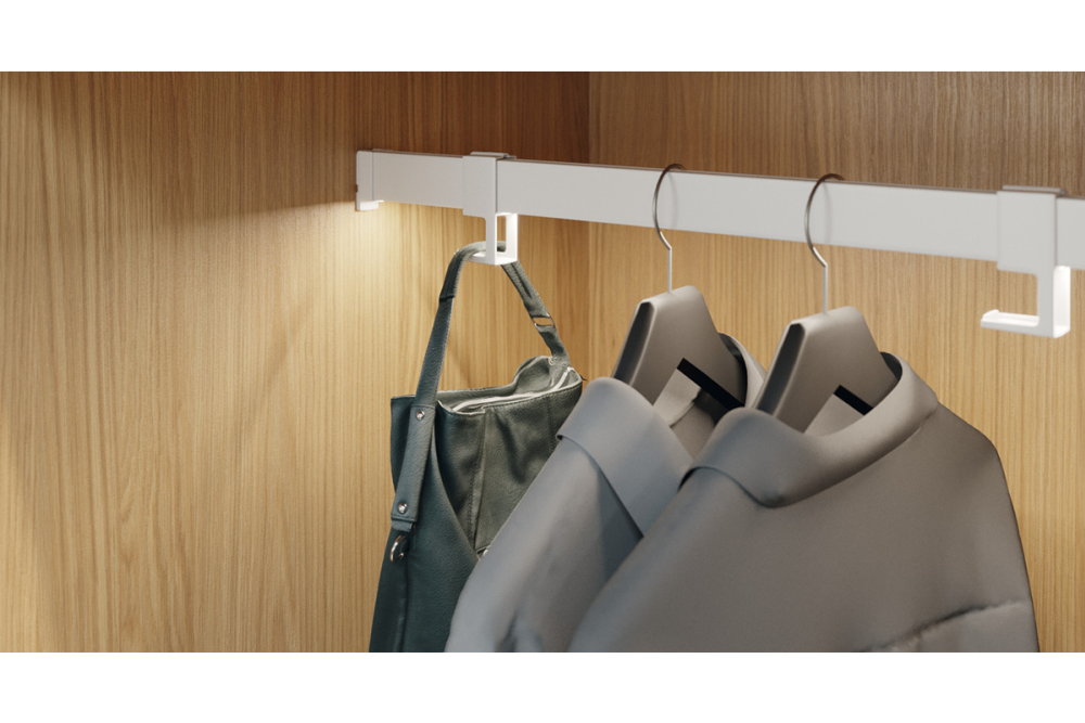 Wardrobe rail, Häfele Dresscode profile 5104 for LED strip lights 8 mm
