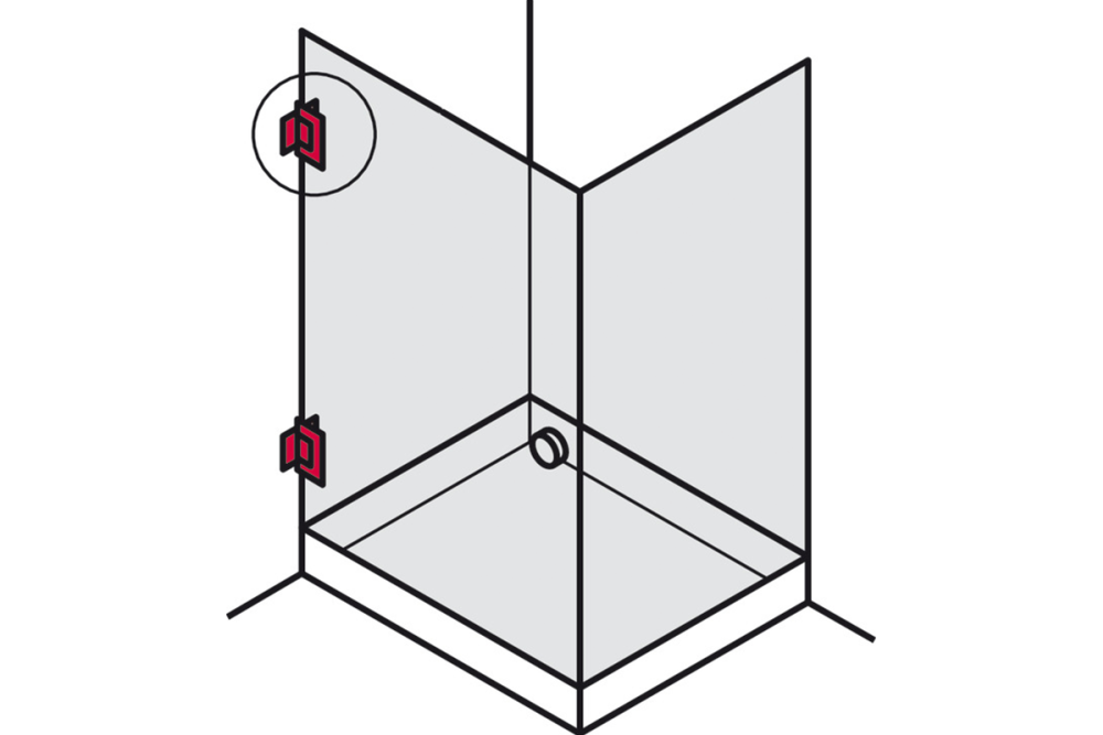 shower door hinge, For wall-glass connection