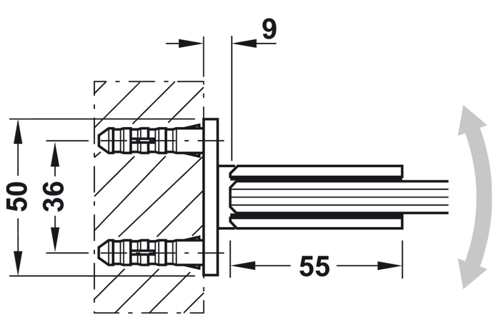 shower door hinge, Straight, adjustable, Aquasys