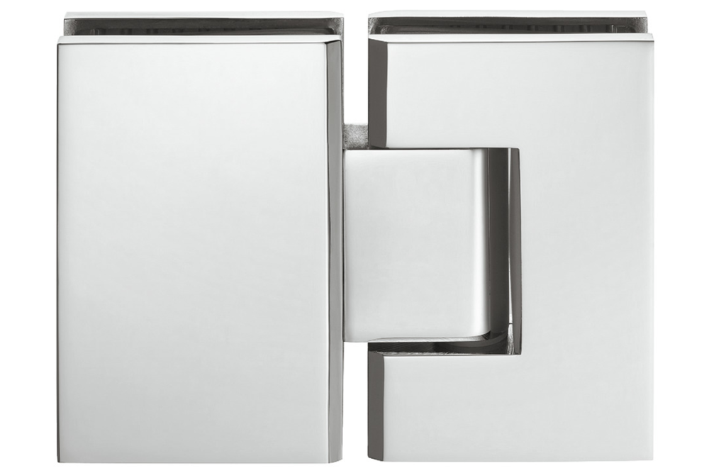 shower door hinge, for glass-glass connections, 180° glass front