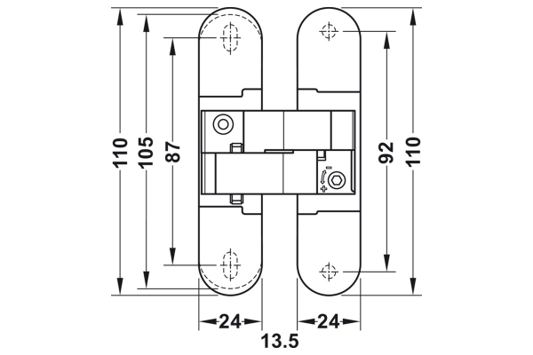 Concealed mortice hinge, for interior doors