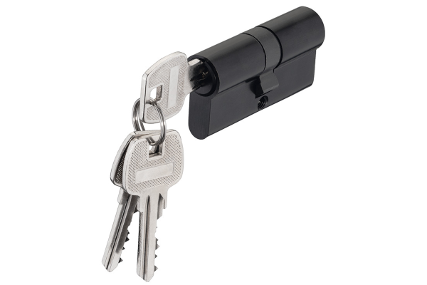 Double cylinder, Econo standard profile, Startec, brass nickel plated black, keyed to differ