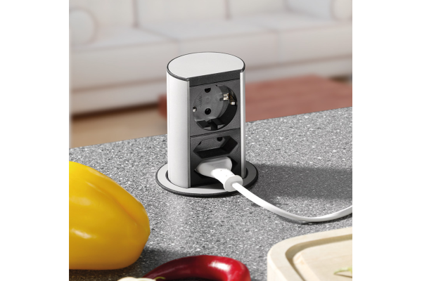 Socket element, Push, lowerable, 230 V